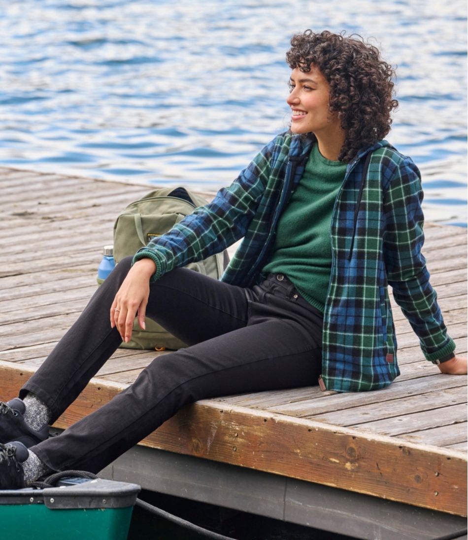 Women's Scotch Plaid Flannel Shirt, Relaxed Zip Hoodie | L.L.Bean Essential
