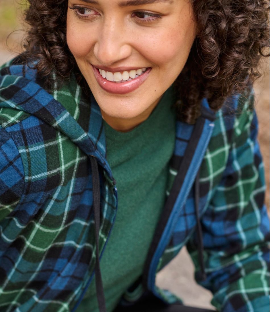 Women's Scotch Plaid Flannel Shirt, Relaxed Zip Hoodie | L.L.Bean Essential