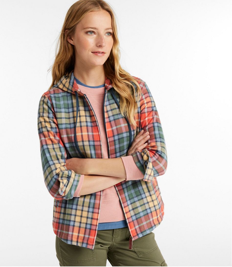 Women's Scotch Plaid Flannel Shirt, Relaxed Zip Hoodie | L.L.Bean Essential