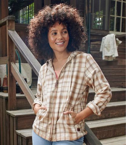 Women's Scotch Plaid Flannel Shirt, Relaxed Zip Hoodie | L.L.Bean Essential
