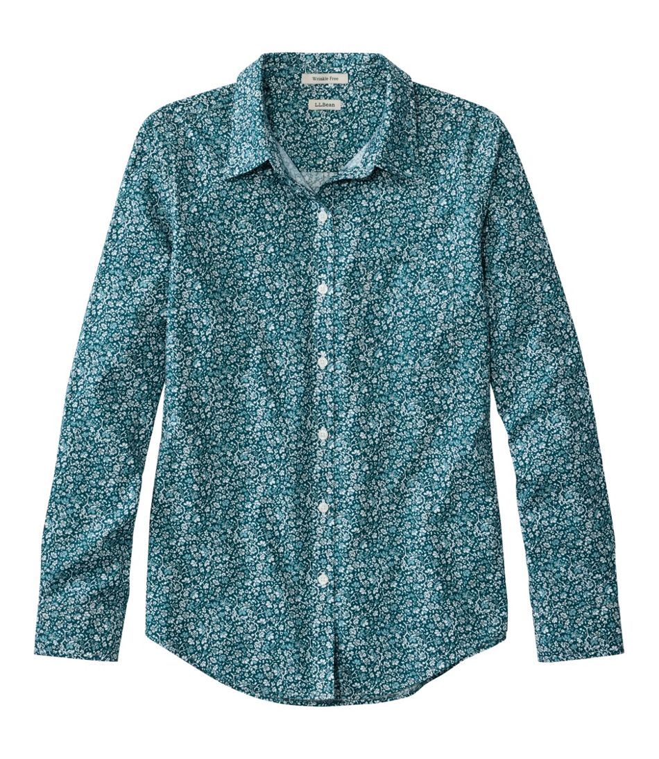 Women's Wrinkle-Free Pinpoint Oxford Shirt, Relaxed Fit Long-Sleeve Print | L.L.Bean Popular
