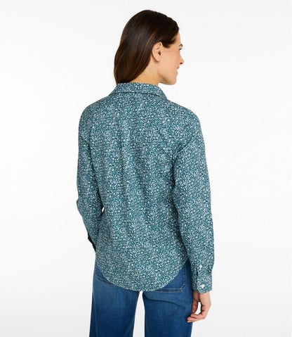 Women's Wrinkle-Free Pinpoint Oxford Shirt, Relaxed Fit Long-Sleeve Print | L.L.Bean Popular