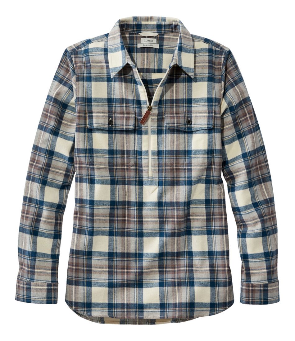Women's Scotch Plaid Flannel Shirt, Quarter-Zip | L.L.Bean Recommended