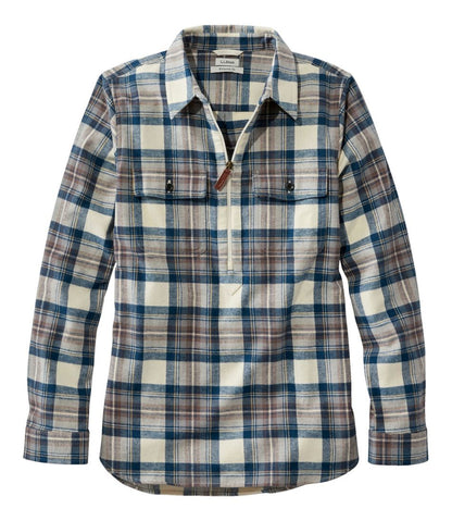 Women's Scotch Plaid Flannel Shirt, Quarter-Zip | L.L.Bean Recommended