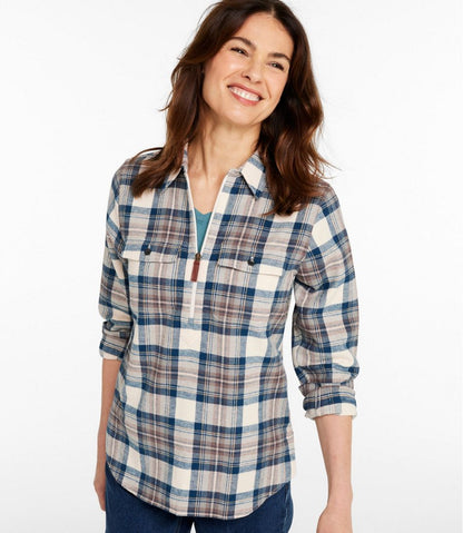 Women's Scotch Plaid Flannel Shirt, Quarter-Zip | L.L.Bean Recommended