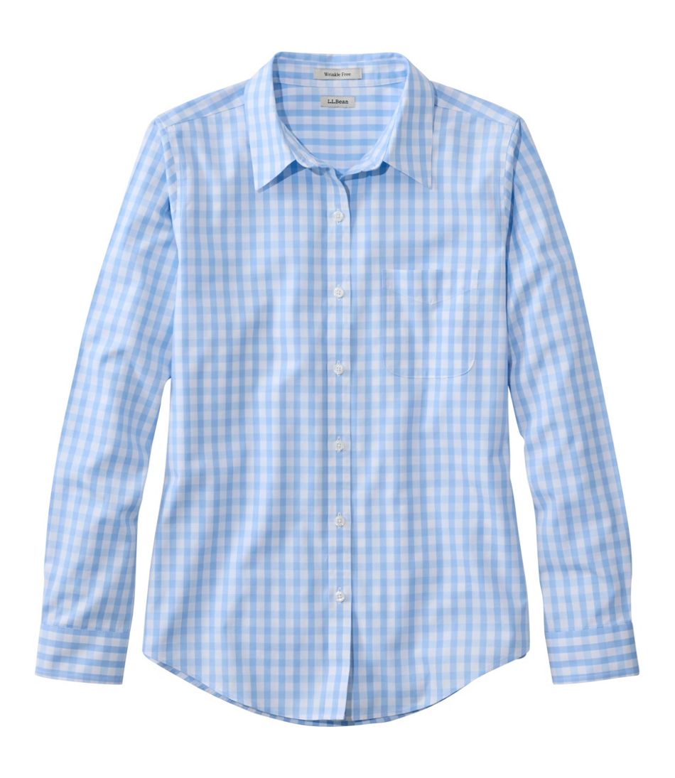 Women's Wrinkle-Free Pinpoint Oxford Shirt, Long-Sleeve Relaxed Fit Plaid | L.L.Bean Exclusive