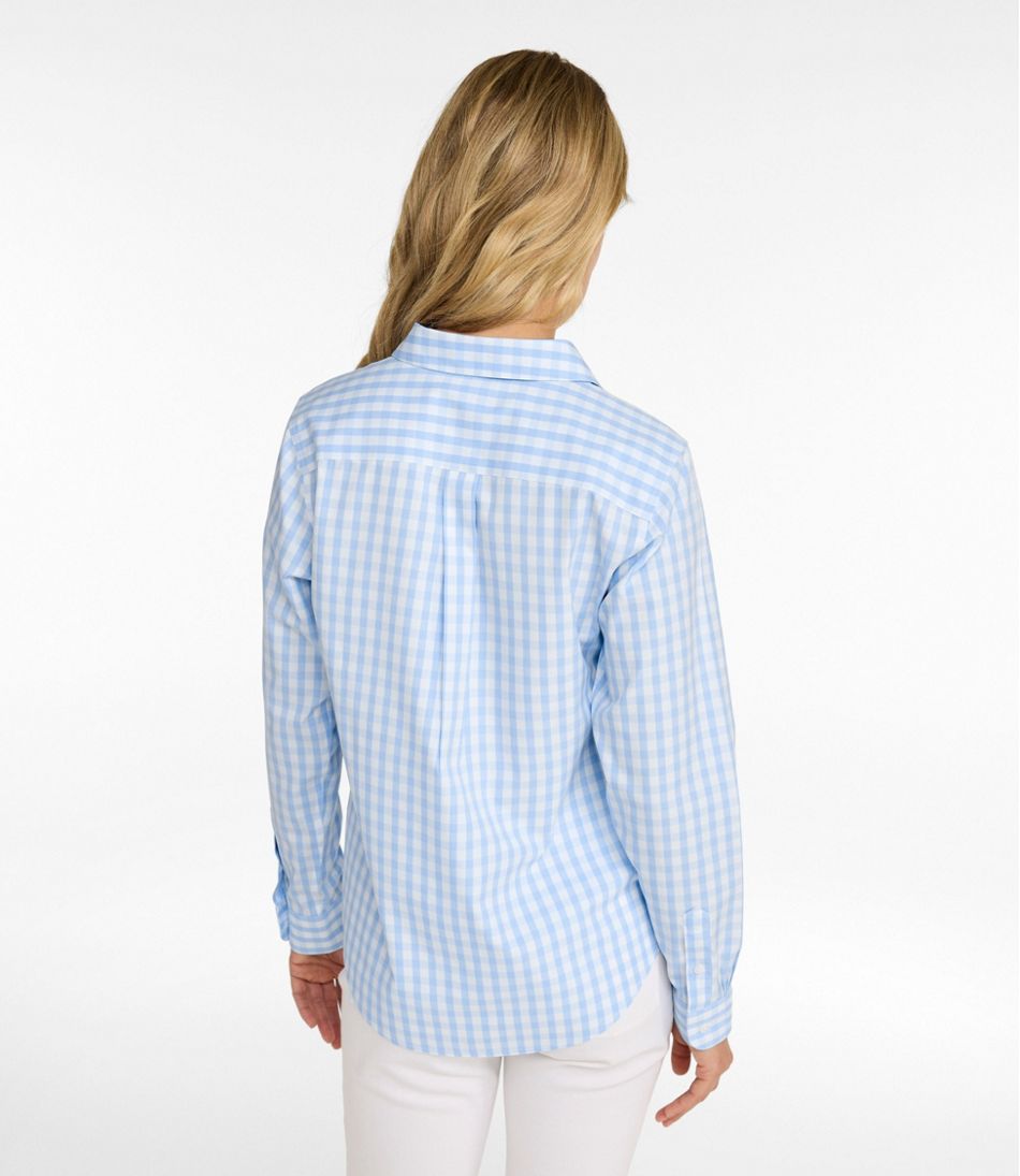 Women's Wrinkle-Free Pinpoint Oxford Shirt, Long-Sleeve Relaxed Fit Plaid | L.L.Bean Exclusive
