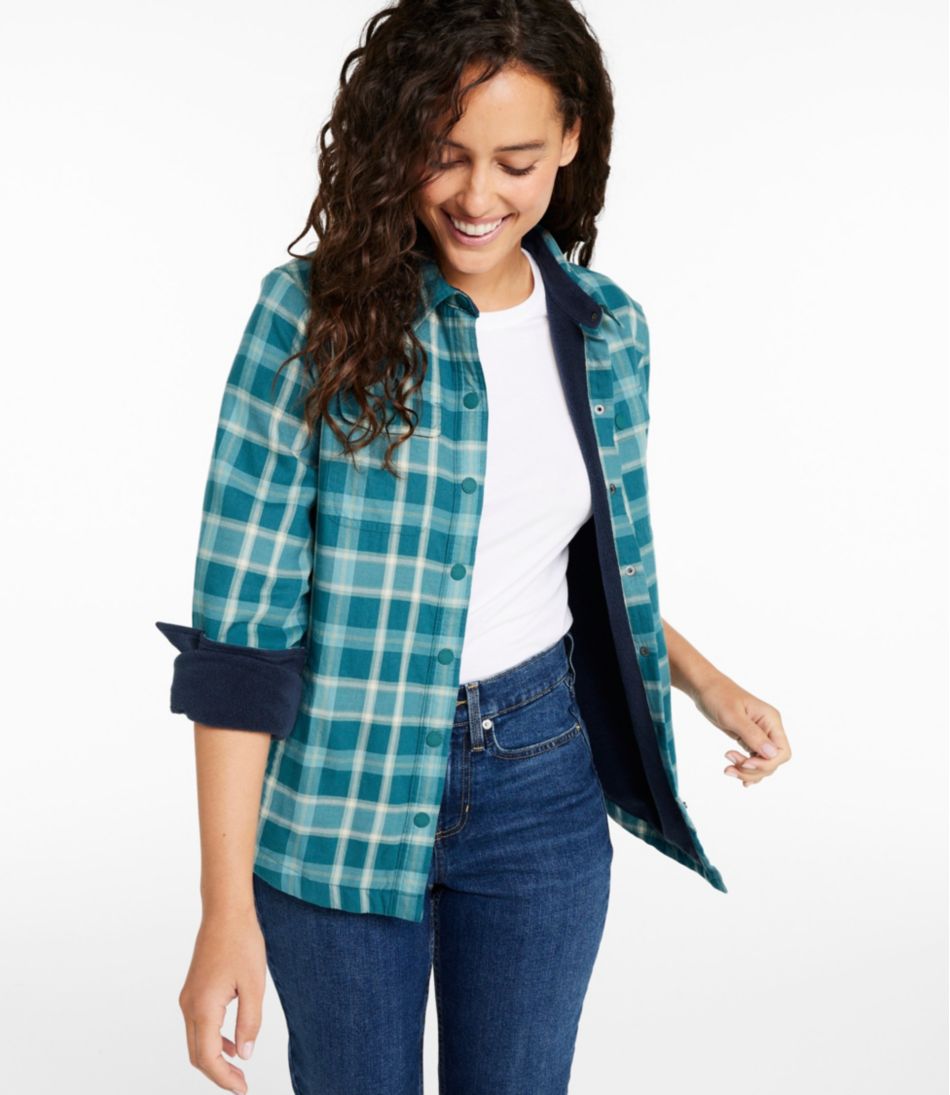 Women's Fleece-Lined Flannel Shirt, Snap-Front Plaid | L.L.Bean Classic