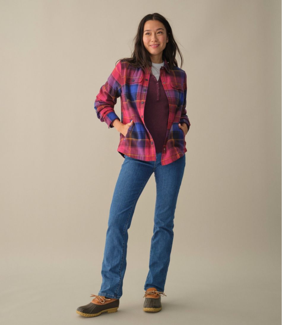 Women's Fleece-Lined Flannel Shirt, Snap-Front Plaid | L.L.Bean Classic