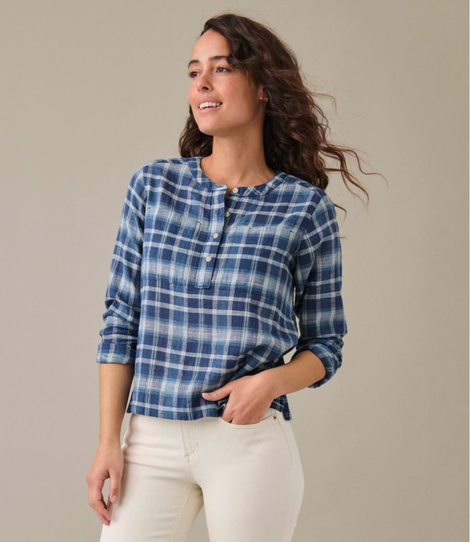 Women's L.L.Bean Day Breeze Shirt, Long-Sleeve Collarless | L.L.Bean Everyday
