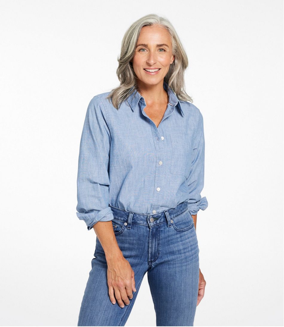Women's Essential Cotton Shirt, Chambray Long Sleeve | L.L.Bean Latest