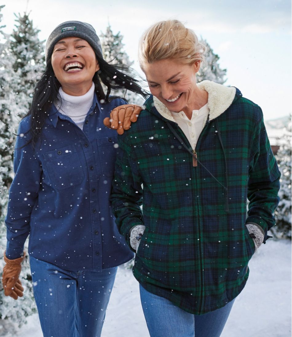 Women's Scotch Plaid Flannel Shirt, Sherpa-Lined Zip Hoodie | L.L.Bean Best Seller