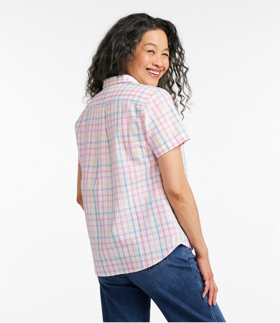 Women's Vacationland Seersucker Shirt, Short-Sleeve Popover Plaid | L.L.Bean Exclusive