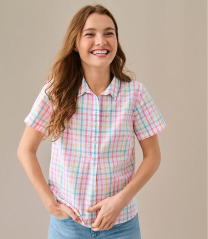 Women's Vacationland Seersucker Shirt, Short-Sleeve Popover Plaid | L.L.Bean Exclusive