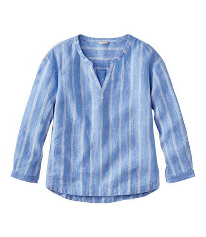 Women's Premium Washable Linen Shirt, Splitneck Stripe | L.L.Bean Great Value