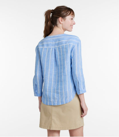 Women's Premium Washable Linen Shirt, Splitneck Stripe | L.L.Bean Great Value