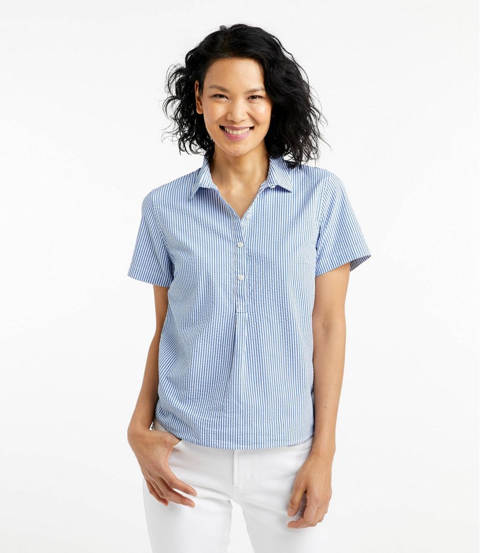 Women's Vacationland Seersucker Shirt, Short-Sleeve Popover Stripe | L.L.Bean Featured