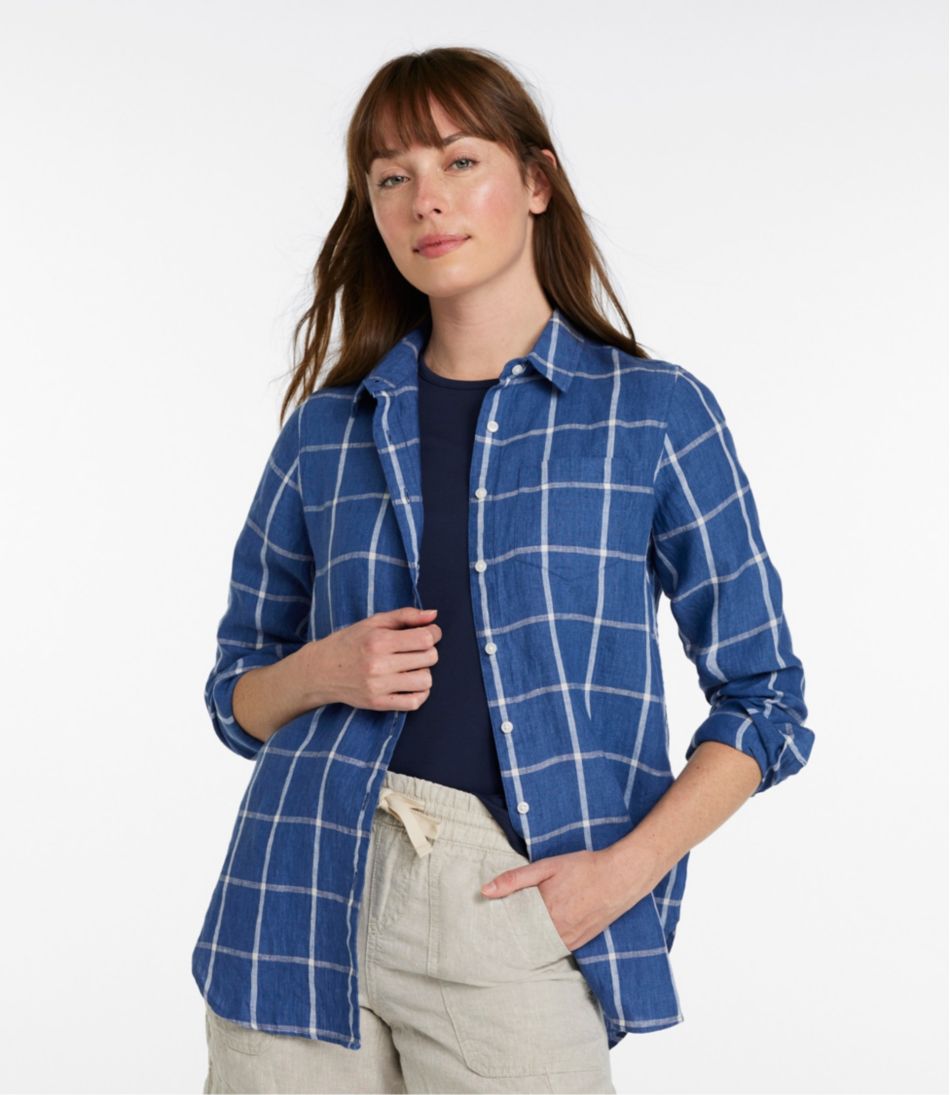 Women's Premium Washable Linen Shirt, Tunic Stripe | L.L.Bean Popular