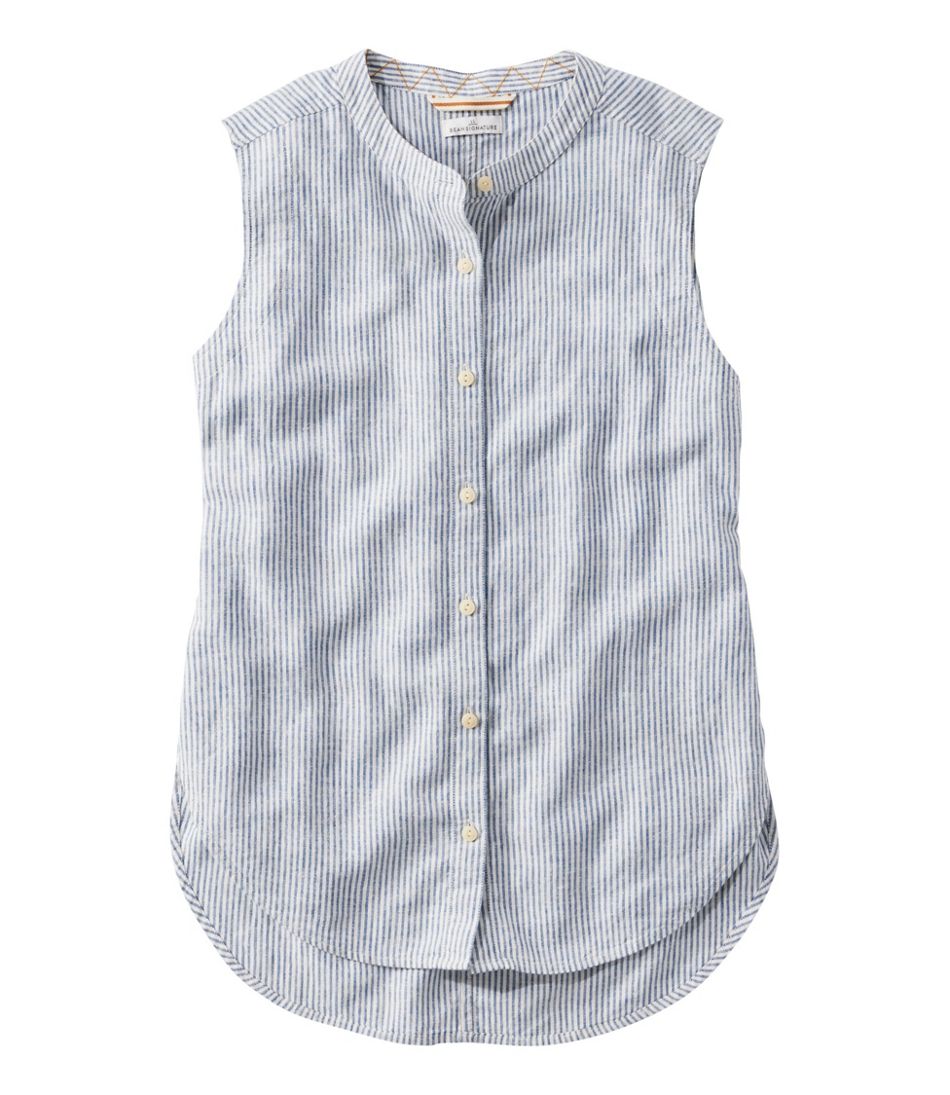 Women's Signature Linen-Blend Button-Front Shirt, Sleeveless | L.L.Bean Recommended
