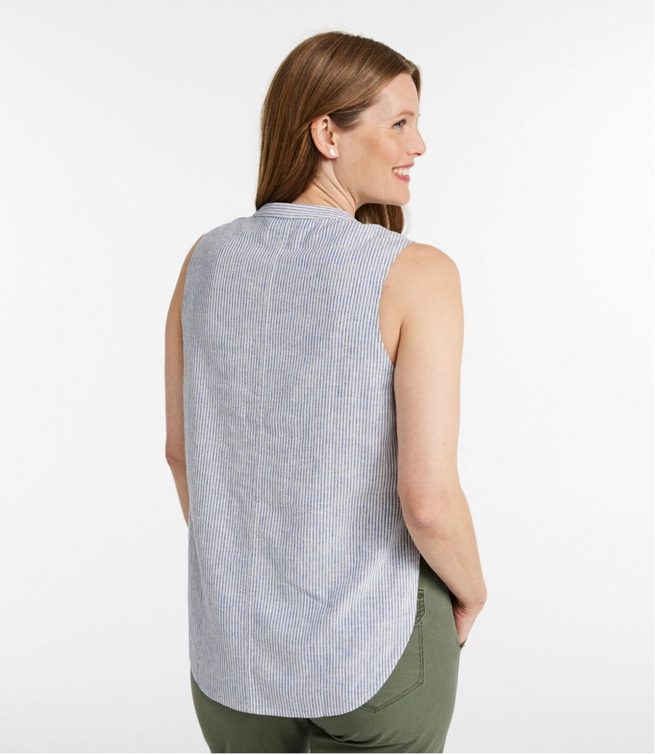 Women's Signature Linen-Blend Button-Front Shirt, Sleeveless | L.L.Bean Recommended