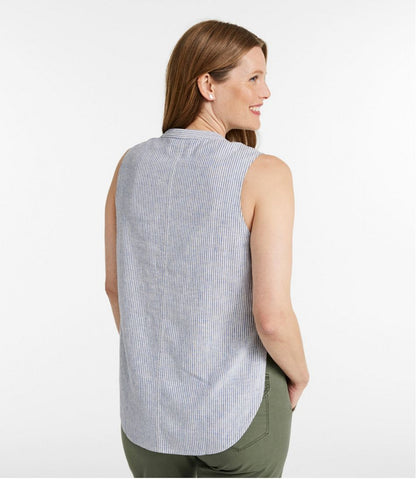 Women's Signature Linen-Blend Button-Front Shirt, Sleeveless | L.L.Bean Recommended