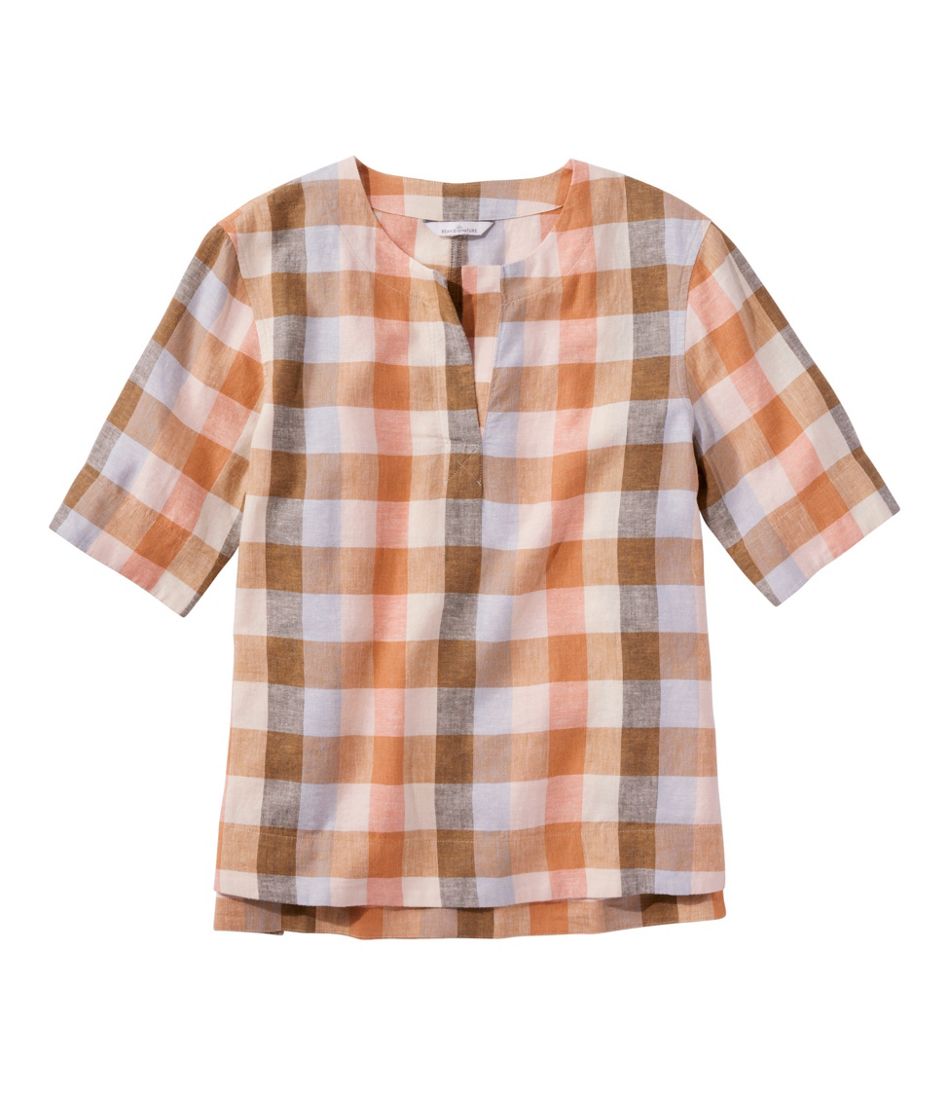 Women's Signature Linen-Blend Splitneck Shirt, Short-Sleeve | L.L.Bean Classic