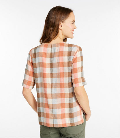 Women's Signature Linen-Blend Splitneck Shirt, Short-Sleeve | L.L.Bean Classic