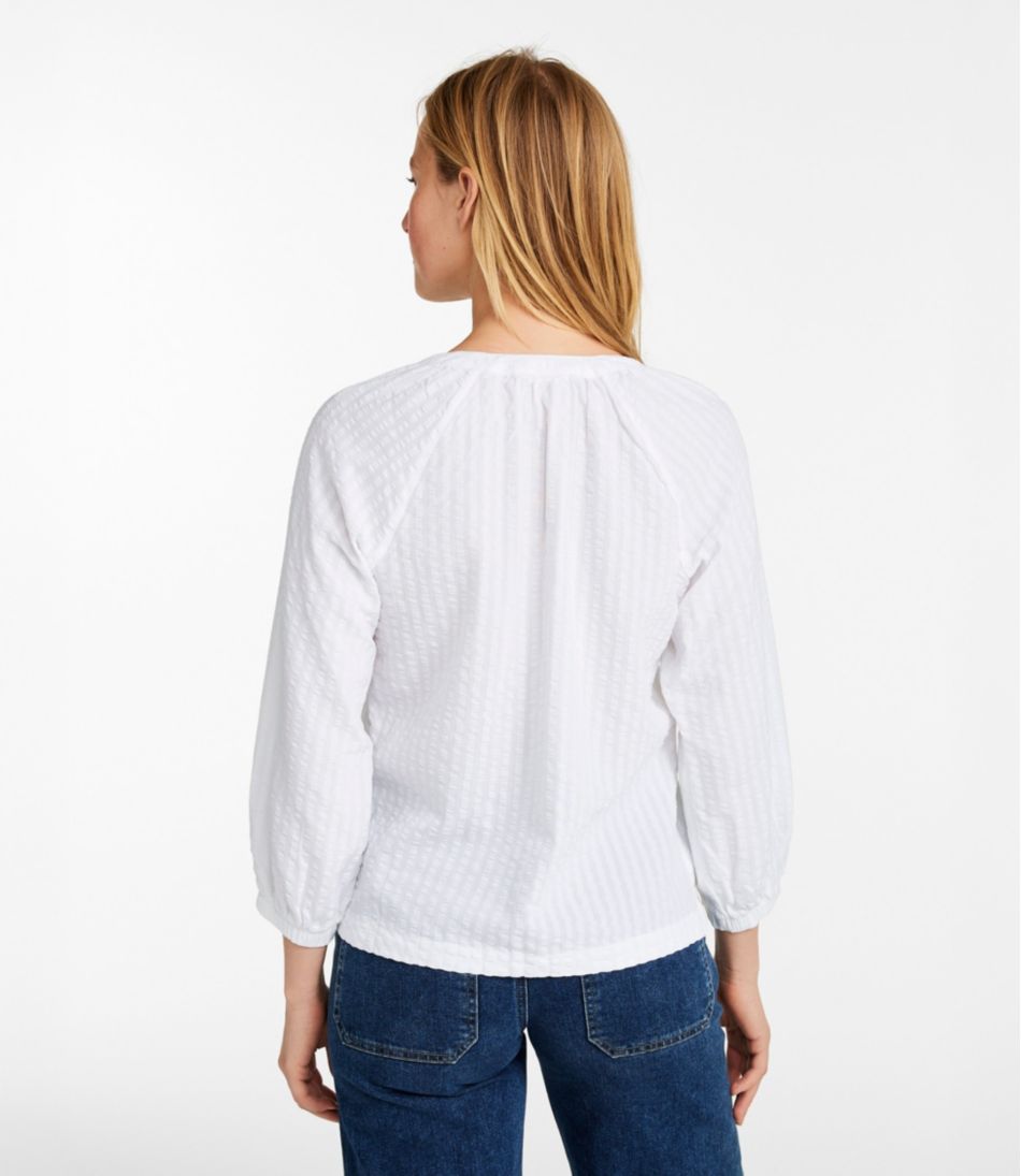 Women's Bean's Seacoast Seersucker Splitneck Shirt | L.L.Bean Latest