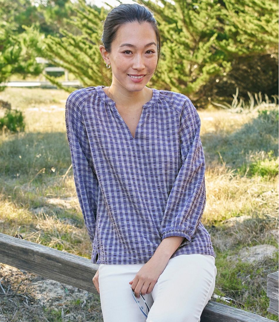 Women's Bean's Seacoast Seersucker Splitneck Shirt | L.L.Bean Latest