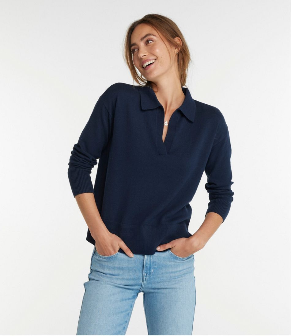 Women's Cotton/Cashmere Sweater, Polo | L.L.Bean Popular