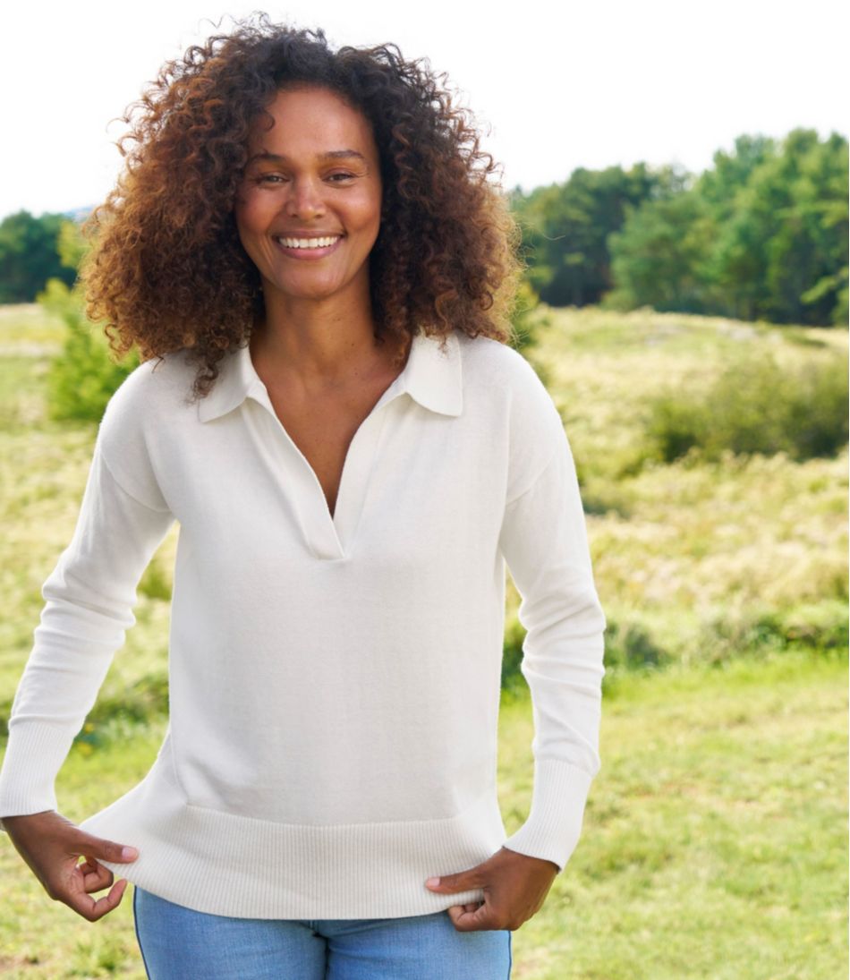 Women's Cotton/Cashmere Sweater, Polo | L.L.Bean Popular
