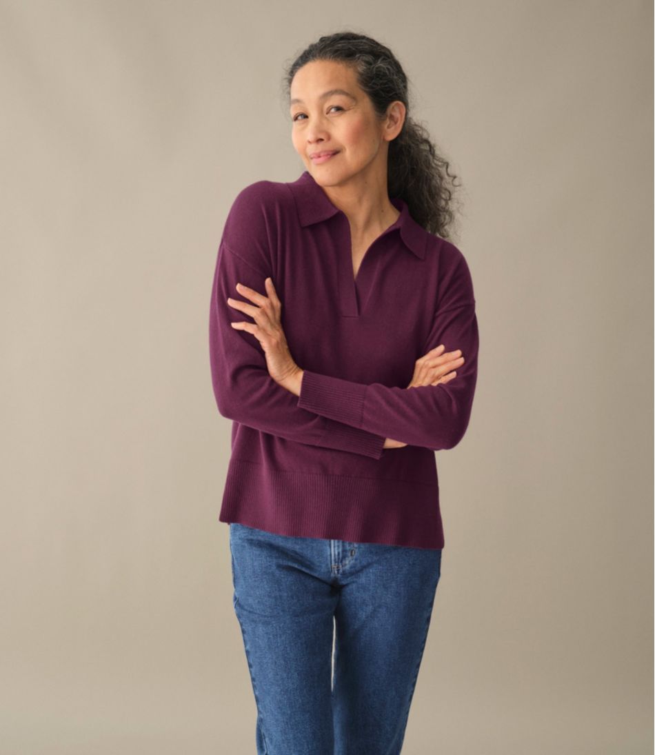 Women's Cotton/Cashmere Sweater, Polo | L.L.Bean Popular