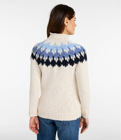 Women's Cotton Ragg Sweater, Funnelneck Pullover Fair Isle | L.L.Bean Recommended