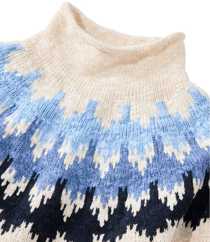 Women's Cotton Ragg Sweater, Funnelneck Pullover Fair Isle | L.L.Bean Recommended