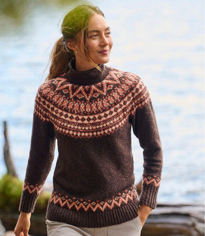 Women's Cotton Ragg Sweater, Funnelneck Pullover Fair Isle | L.L.Bean Recommended