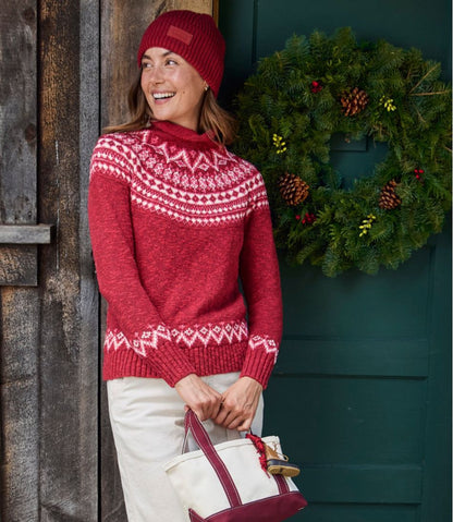 Women's Cotton Ragg Sweater, Funnelneck Pullover Fair Isle | L.L.Bean Recommended