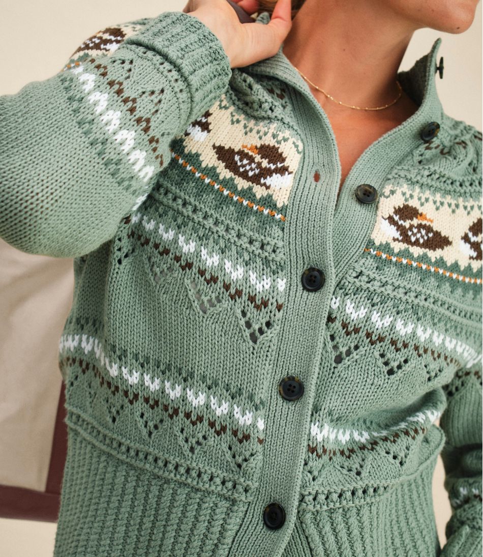 Women's Signature Cotton Fisherman Sweater, Short Cardigan Fair Isle | L.L.Bean Latest