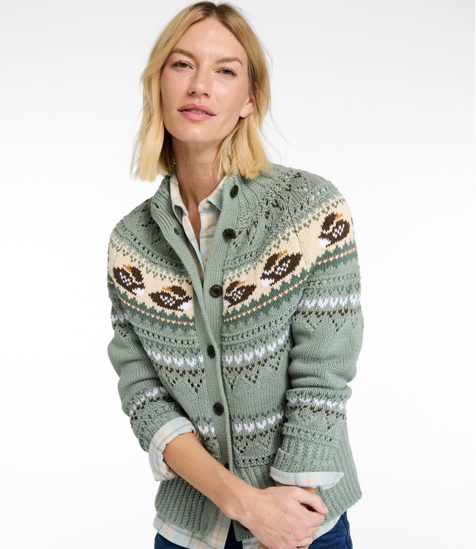Women's Signature Cotton Fisherman Sweater, Short Cardigan Fair Isle | L.L.Bean Latest