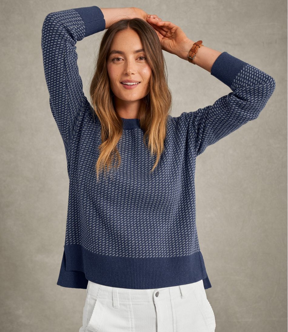 Women's Wicked Soft Cotton/Cashmere Crewneck Sweater, Pattern | L.L.Bean Trending
