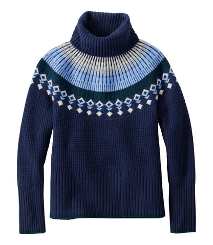 Women's SuperSoft Waffle Sweater, Turtleneck Fair Isle | L.L.Bean Value