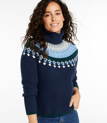 Women's SuperSoft Waffle Sweater, Turtleneck Fair Isle | L.L.Bean Value