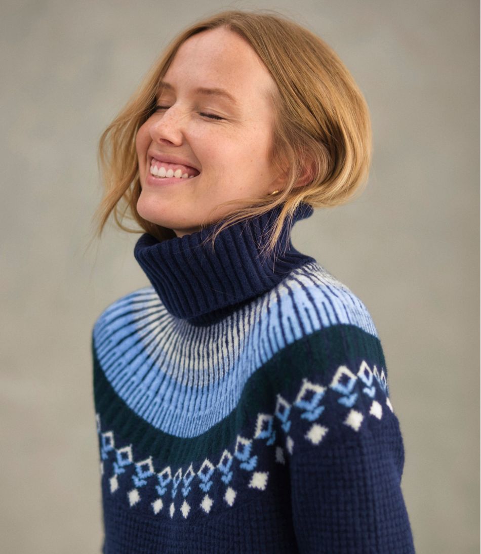 Women's SuperSoft Waffle Sweater, Turtleneck Fair Isle | L.L.Bean Value