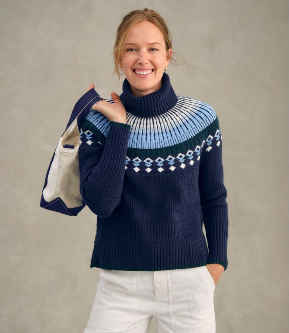 Women's SuperSoft Waffle Sweater, Turtleneck Fair Isle | L.L.Bean Value
