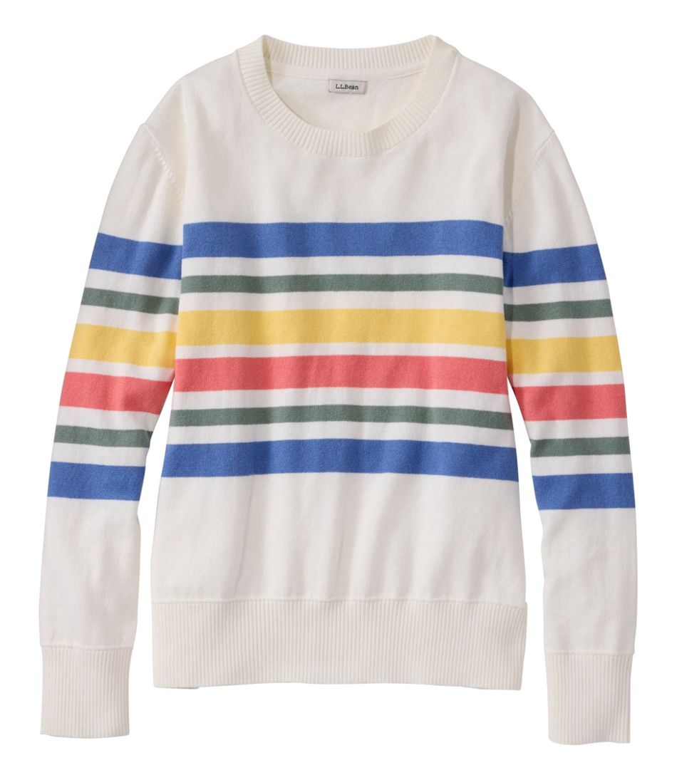 Women's Cotton/Cashmere Sweater, Crewneck Stripe | L.L.Bean Popular