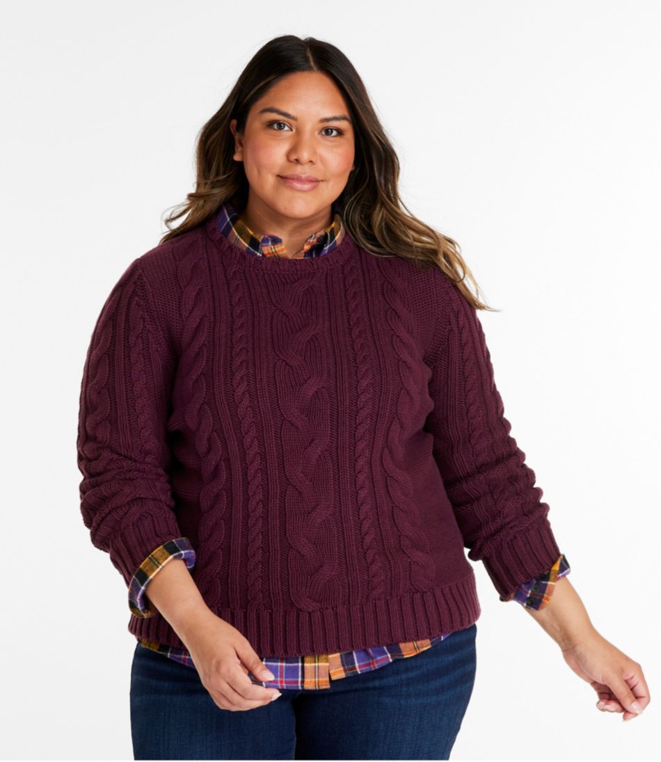 Women's Double L® Cable Sweater, Crewneck | L.L.Bean Best Seller