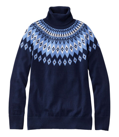 Women's Cotton/Cashmere Sweater, Turtleneck Fair Isle | L.L.Bean Classic