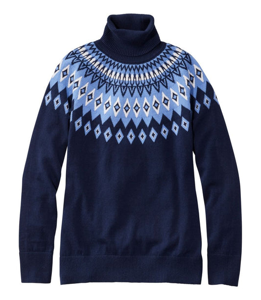 Women's Cotton/Cashmere Sweater, Turtleneck Fair Isle | L.L.Bean Classic