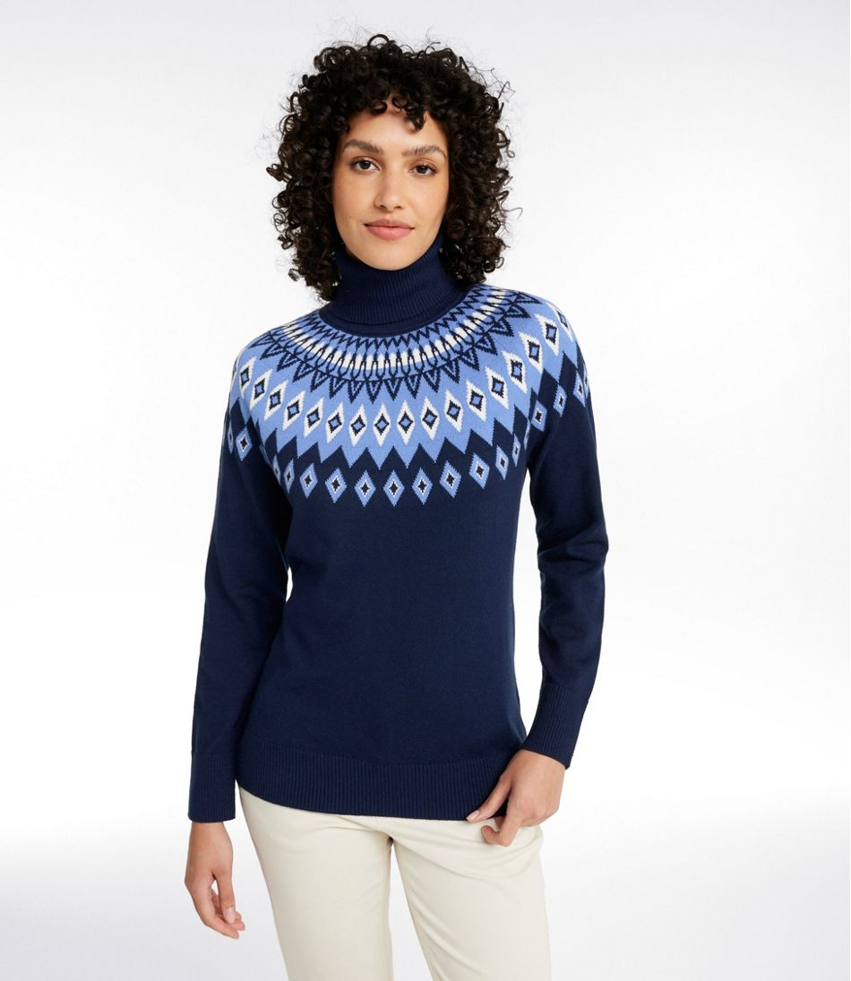 Women's Cotton/Cashmere Sweater, Turtleneck Fair Isle | L.L.Bean Classic