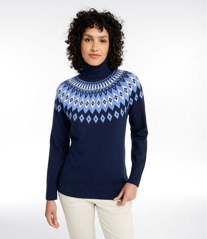 Women's Cotton/Cashmere Sweater, Turtleneck Fair Isle | L.L.Bean Classic