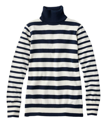 Women's Cotton/Cashmere Sweater, Turtleneck Stripe | L.L.Bean Everyday